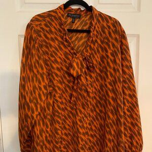ELOQUII Orange Blouse with bow Tie on front Size Plus 22